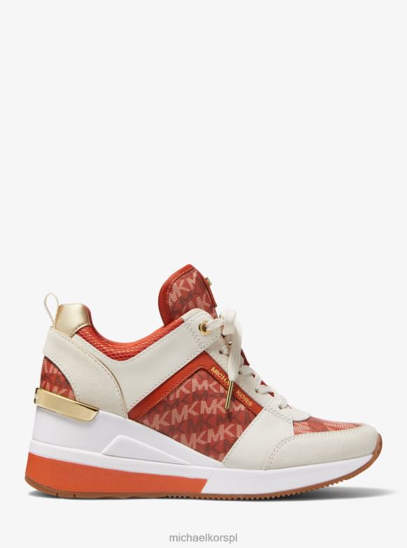 logo Georgie ze zwierzęcym nadrukiem i skórzane buty sportowe kobiety Michael Kors głęboka pomarańcza LHN661793 buty