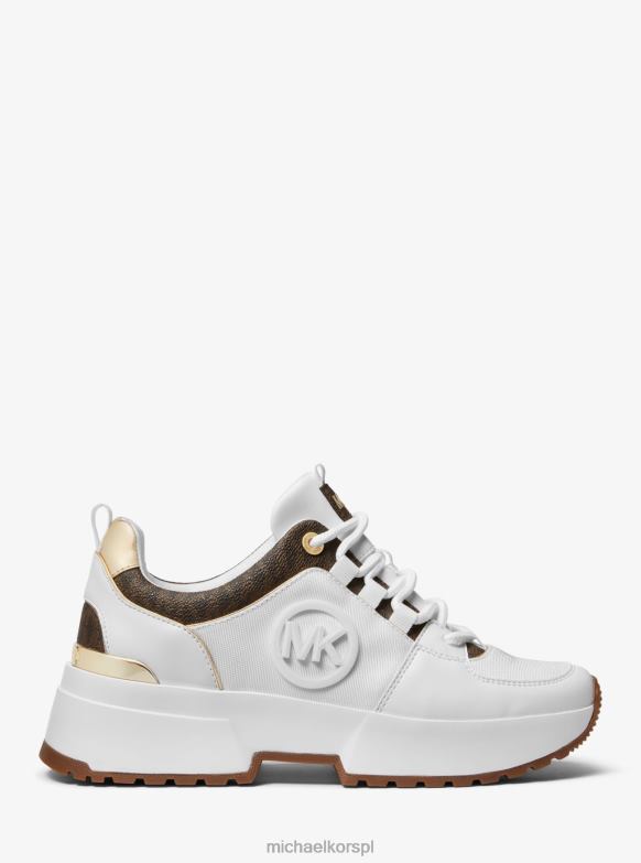 logo cosmo i buty sportowe ze sztucznej skóry kobiety Michael Kors op biały/brązowy LHN661741 buty