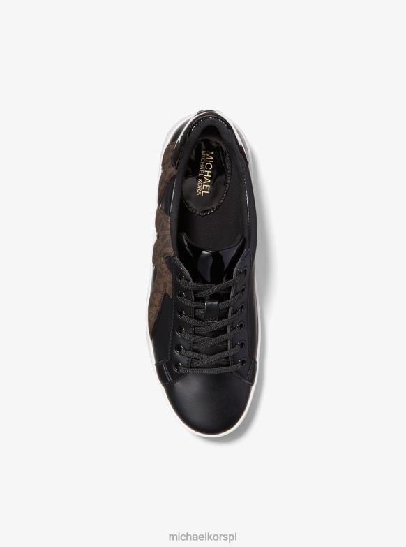 logo maku i tenisówki ze sztucznej skóry lakierowanej kobiety Michael Kors brązowy/czarny LHN661819 buty