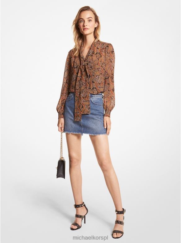 Bluzka z żorżety paisley, wiązana pod szyją kobiety Michael Kors sjena LHN66452 odzież