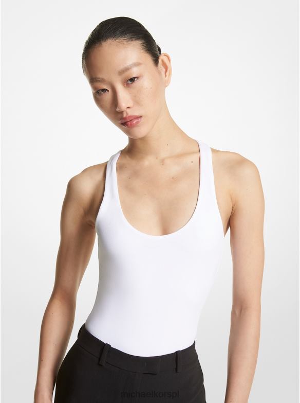 Body z matowej dzianiny z kolekcji kobiety Michael Kors optyczna biel LHN663511 odzież