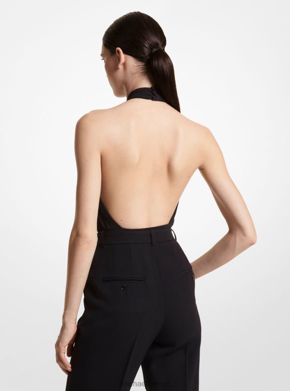 Kolekcja Body z elastycznego, matowego dżerseju w kształcie krzyża, wiązane na szyi kobiety Michael Kors czarny LHN663605 odzież