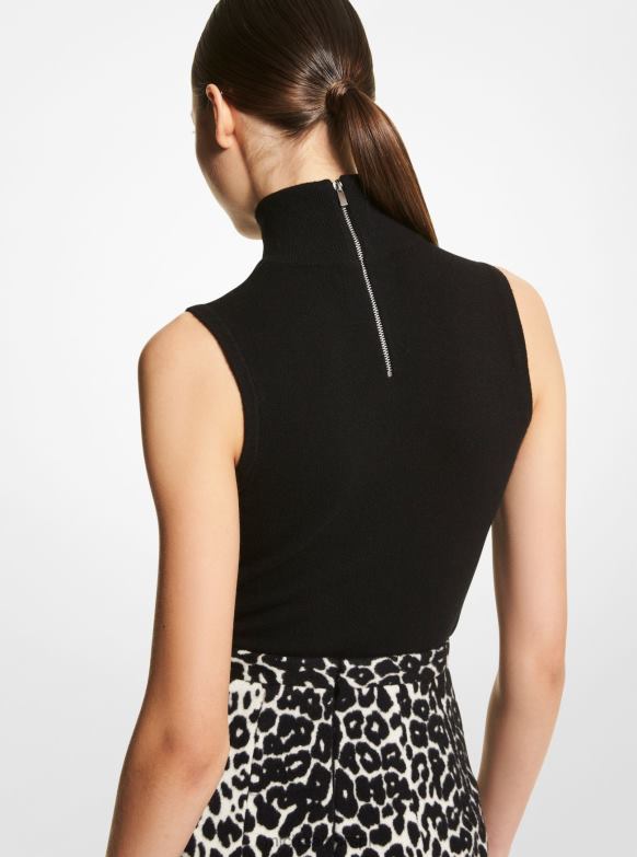 Kolekcja Body z golfem z domieszką kaszmiru kobiety Michael Kors czarny LHN663607 odzież