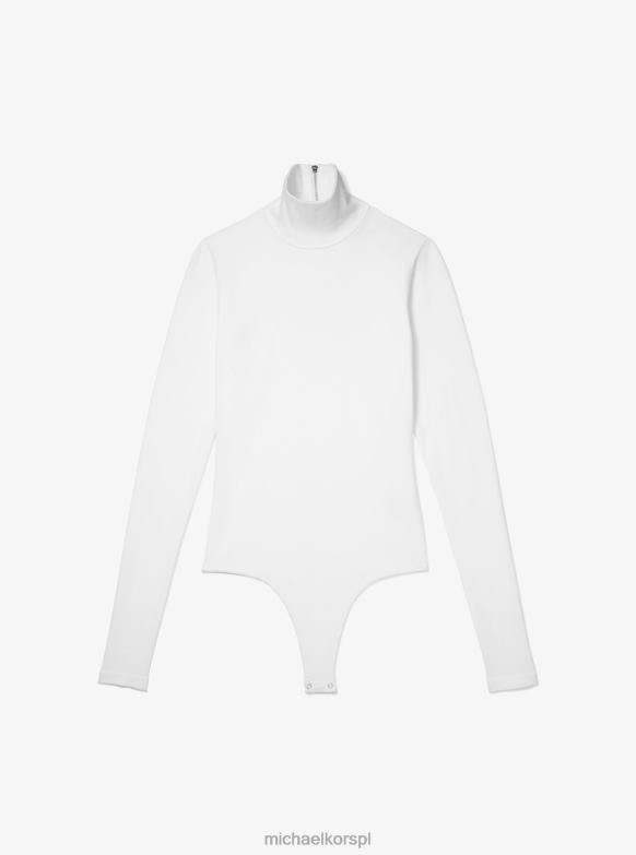Kolekcja Body ze stretchem i wiskozą z golfem kobiety Michael Kors biały LHN663687 odzież