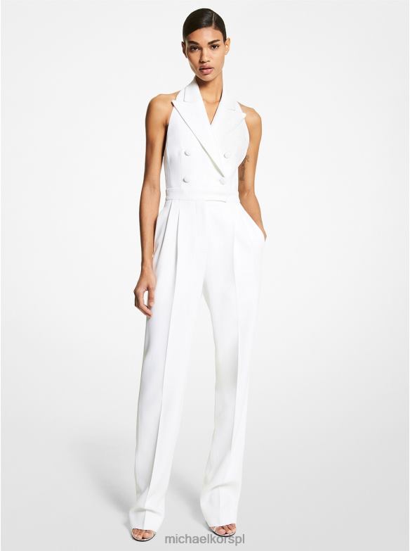 Kolekcja Kombinezon z podwójnej krepy sobolowej, wiązany na szyi kobiety Michael Kors optyczna biel LHN663616 odzież