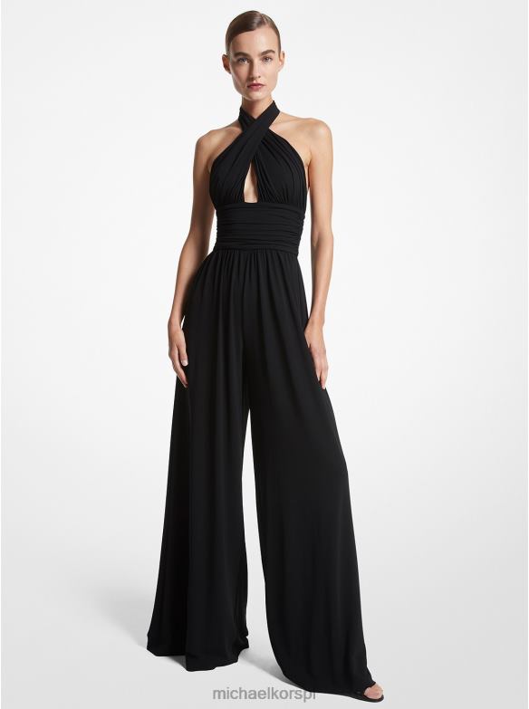 Kombinezon z dżerseju z elastycznej kolekcji, zawiązywany na szyi kobiety Michael Kors czarny LHN663660 odzież