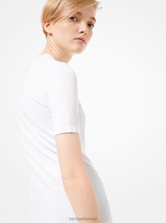 Kolekcja T-shirt z elastycznej wiskozy kobiety Michael Kors biały LHN663691 odzież