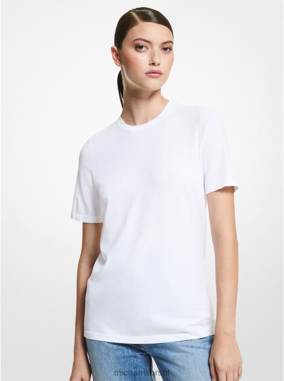 Kolekcja T-shirt z elastycznej wiskozy kobiety Michael Kors optyczna biel LHN663671 odzież