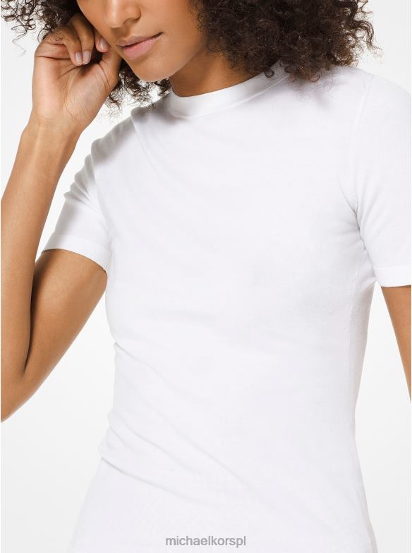 Kolekcja T-shirt z elastycznej wiskozy kobiety Michael Kors optyczna biel LHN663690 odzież