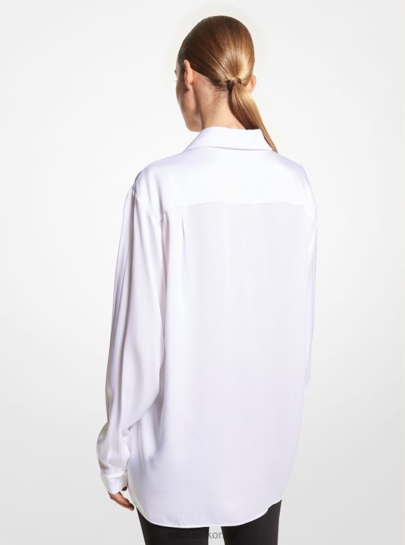 Koszula typu boyfriend z kolekcji Charmeuse kobiety Michael Kors optyczna biel LHN663447 odzież