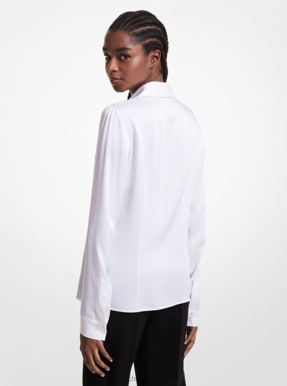 kolekcja Hansen satynowa koszula Charmeuse kobiety Michael Kors optyczna biel LHN663618 odzież