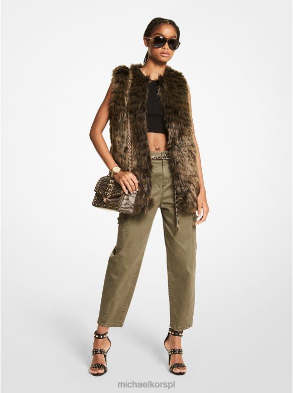 Kamizelka ze sztucznego futra z nadrukiem tygrysa kobiety Michael Kors Oliwa LHN66306 odzież