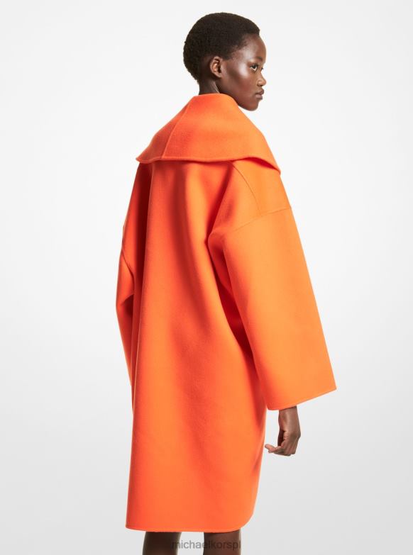 Kolekcja Dwustronny wełniany płaszcz typu kopertówka Melton kobiety Michael Kors Pomarańczowy LHN663597 odzież