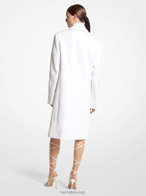Kolekcja płaszcza Chesterfield z mieszanki bawełny i lnu kobiety Michael Kors optyczna biel LHN663443 odzież