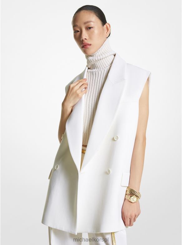 Kolekcja wełnianej gabardyny, kurtka bez rękawów kobiety Michael Kors biały LHN663446 odzież