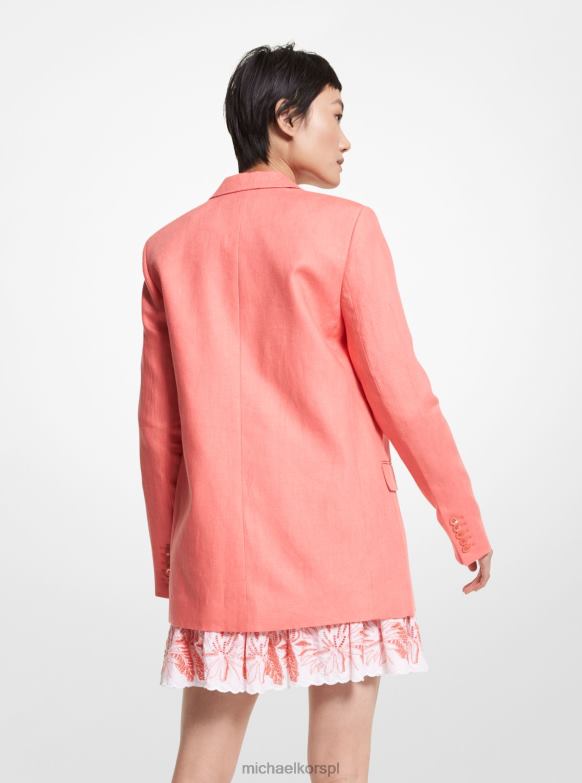Marynarka typu boyfriend ze spranego lnu kobiety Michael Kors koral flamenco LHN66324 odzież