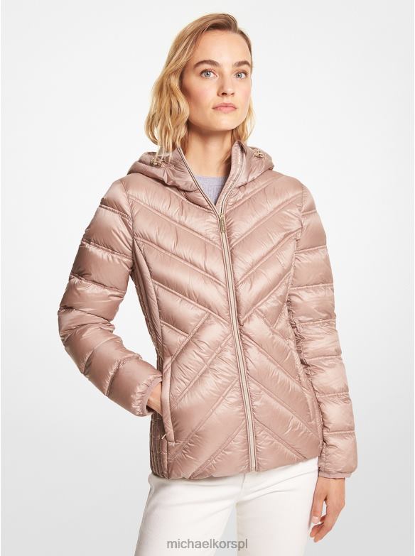Nylonowa kurtka z kapturem, którą można spakować kobiety Michael Kors szampan LHN66233 odzież