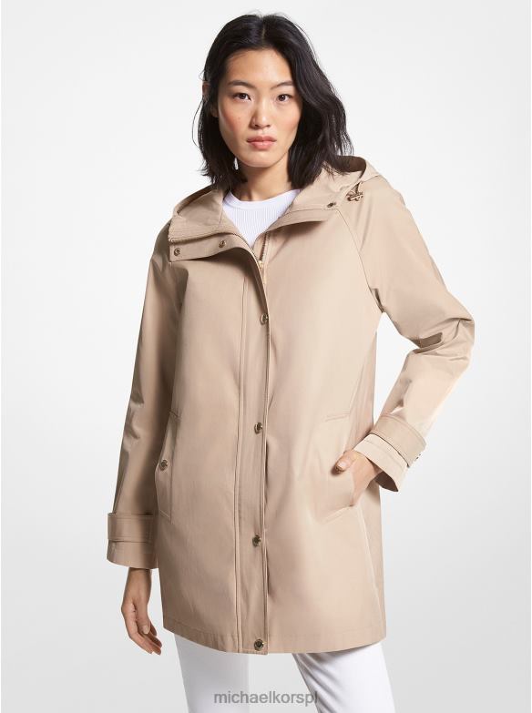 Płaszcz przeciwdeszczowy z kapturem z mieszanki bawełny kobiety Michael Kors khaki LHN66203 odzież