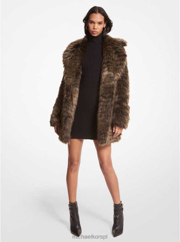 Płaszcz ze sztucznego futra z nadrukiem tygrysa kobiety Michael Kors Oliwa LHN66307 odzież