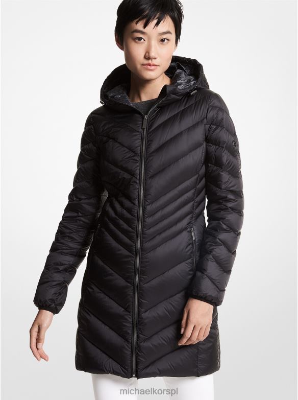 Pikowany nylonowy płaszcz puchowy, który można spakować kobiety Michael Kors czarny LHN66348 odzież