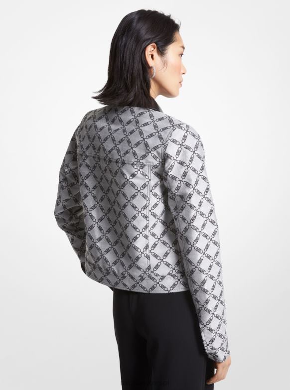 Żakardowa kurtka z logo imperium kobiety Michael Kors czarny LHN66275 odzież