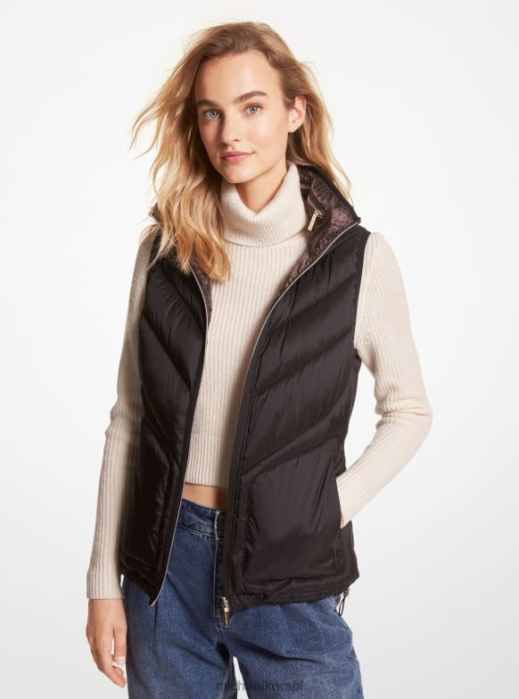 dwustronna pikowana kamizelka z nadrukiem logo kobiety Michael Kors czekolada LHN66290 odzież