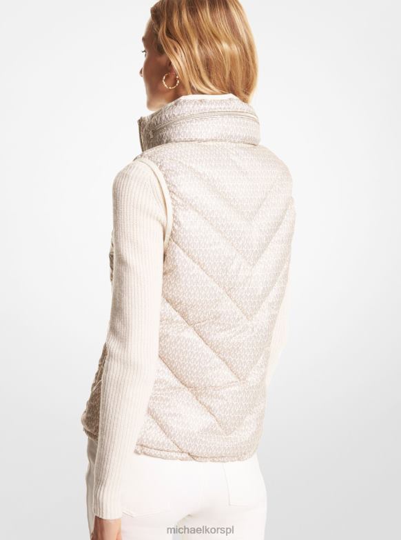 dwustronna pikowana kamizelka z nadrukiem logo kobiety Michael Kors kość LHN66296 odzież