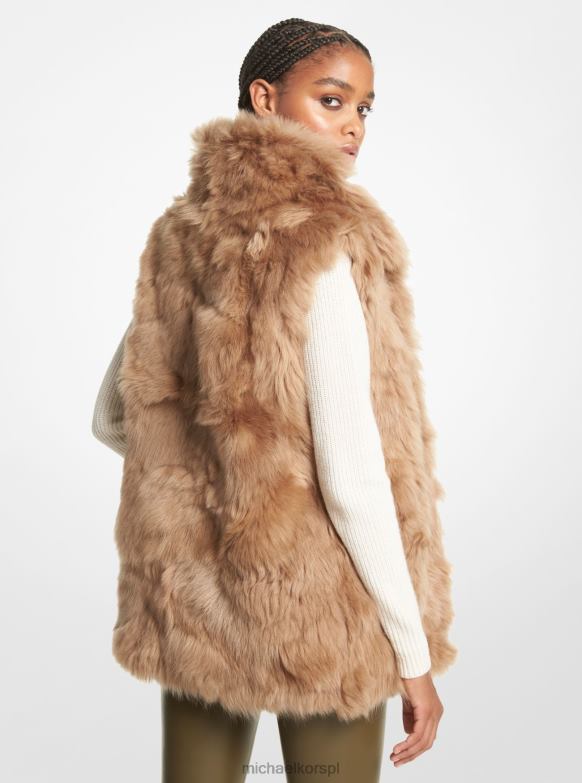 kamizelka z owczej skóry kobiety Michael Kors ciemny wielbłąd LHN66278 odzież