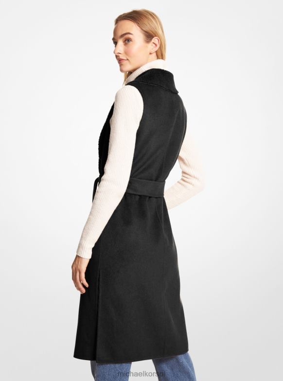 mieszanka wełny i kamizelka owinięta sherpą kobiety Michael Kors czarny LHN66254 odzież