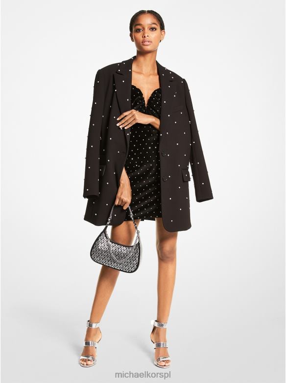 ozdobna marynarka z krepy kobiety Michael Kors czarny LHN66313 odzież