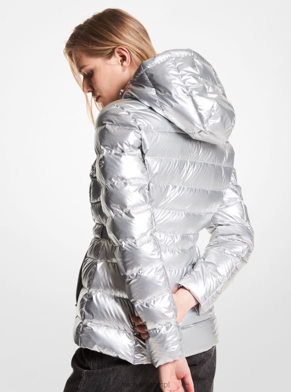 pikowana nylonowa kurtka puchowa z możliwością spakowania kobiety Michael Kors srebro LHN66362 odzież