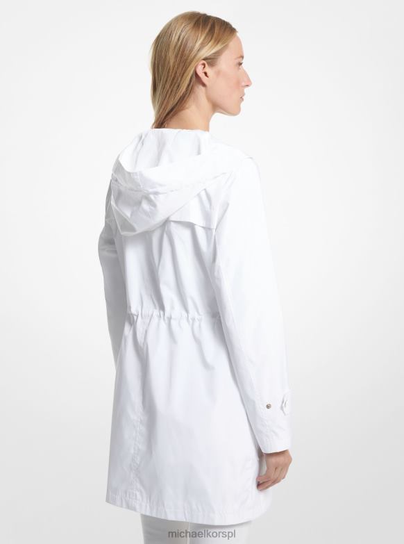 tkany płaszcz przeciwdeszczowy z kapturem kobiety Michael Kors biały LHN66211 odzież