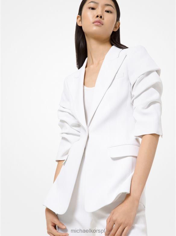 kolekcja Podwójna marynarka z krepowanej soboli z krągłymi rękawami kobiety Michael Kors optyczna biel LHN663724 odzież