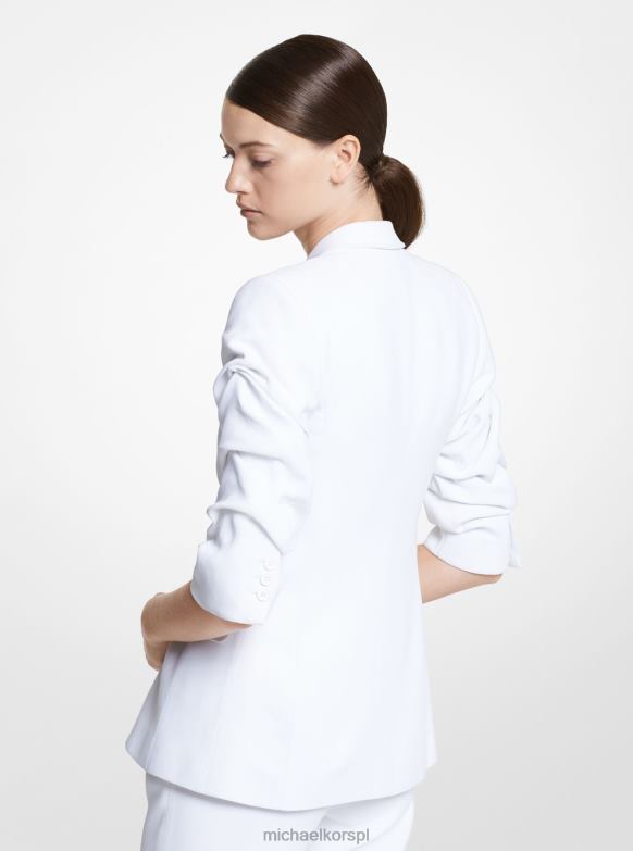 marynarka z podwójnej krepy, sobolowej, z krągłymi rękawami z kolekcji Cat kobiety Michael Kors optyczna biel LHN663430 odzież