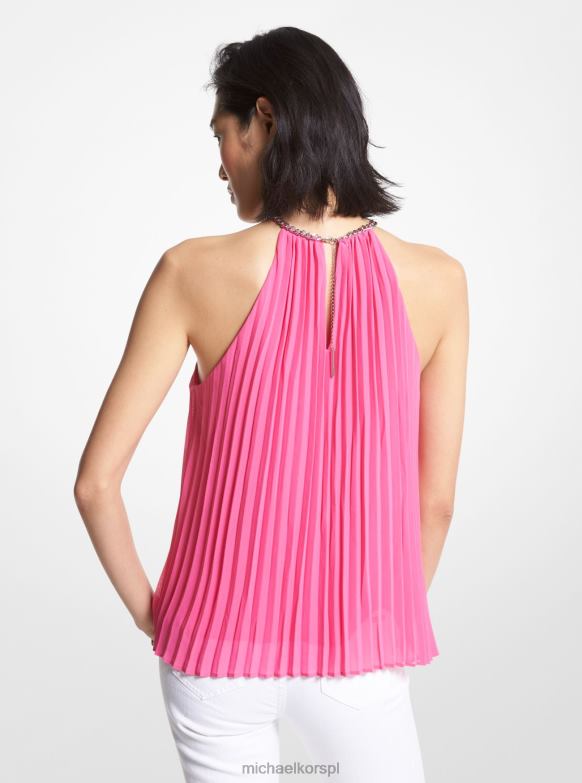 Top z plisowanego łańcuszka z żorżety kobiety Michael Kors wiśniowy LHN66446 odzież