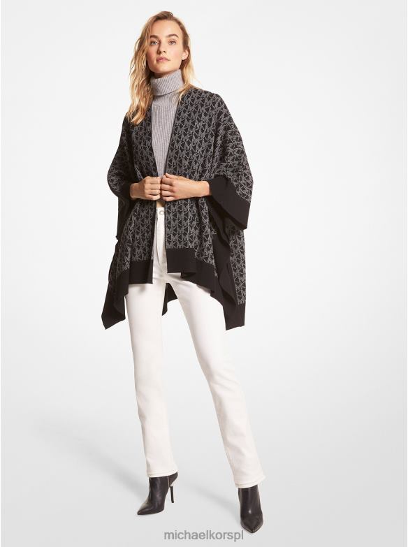 Żakardowe ponczo z logo kobiety Michael Kors czarny/kościsty LHN66435 odzież