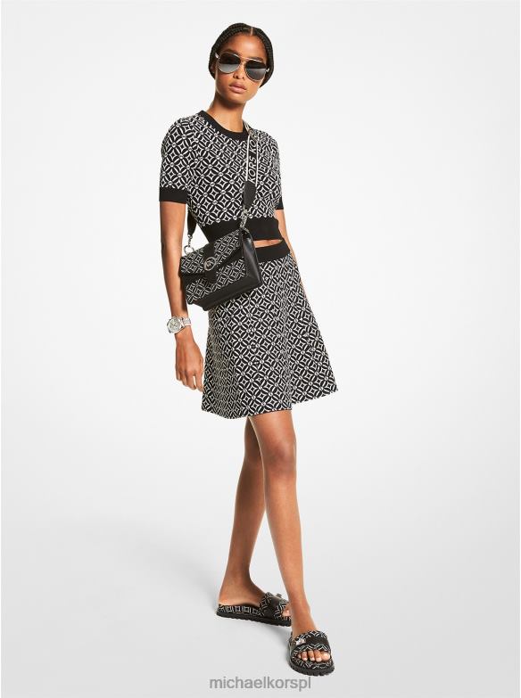 Żakardowy top z logo kobiety Michael Kors czarny/kościsty LHN66404 odzież