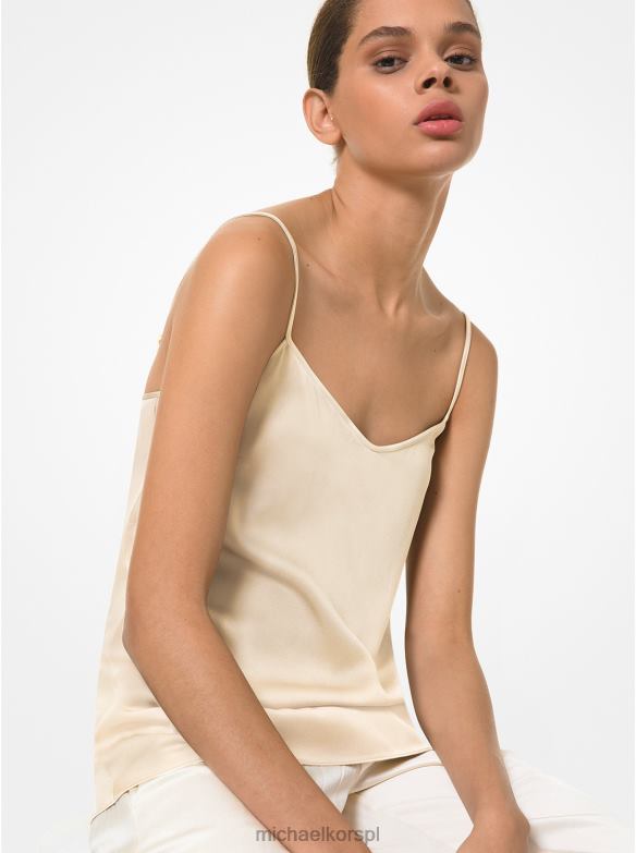 Kolekcja Satynowa koszulka na ramiączkach typu Charmeuse kobiety Michael Kors ecru LHN663745 odzież