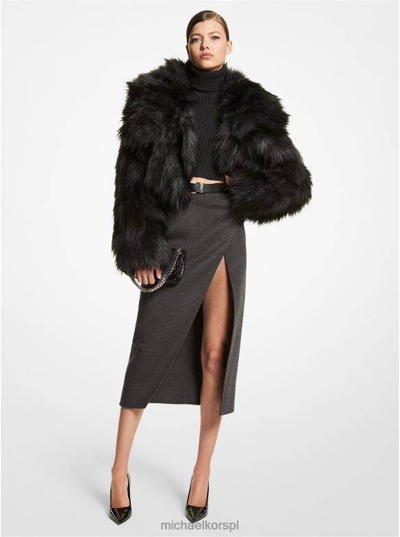 Kolekcja bolerka ze sztucznego lisa kobiety Michael Kors węgiel drzewny LHN663651 odzież