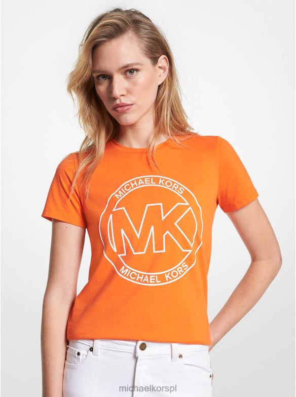 T-shirt z bawełny organicznej i nadrukiem z logo kobiety Michael Kors MAK LHN66382 odzież