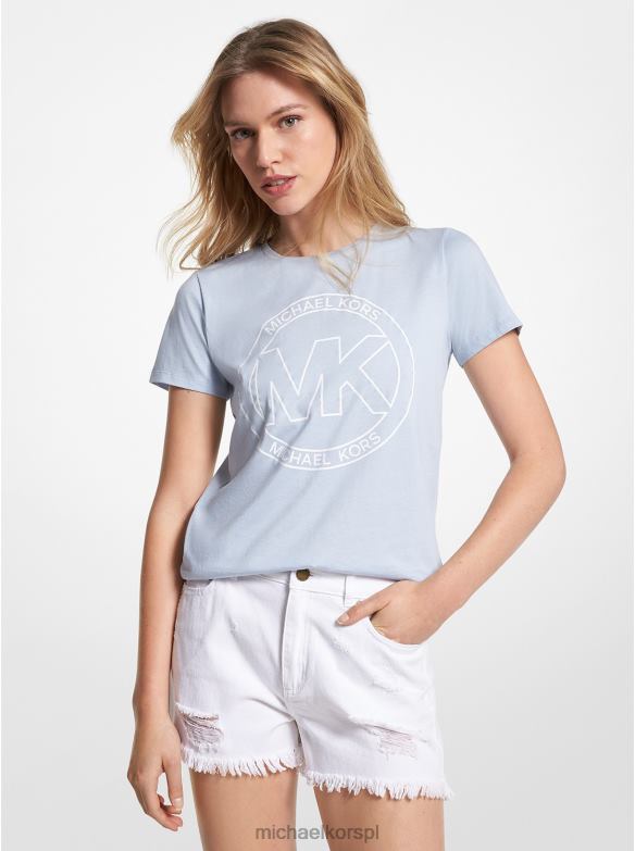 T-shirt z bawełny organicznej i nadrukiem z logo kobiety Michael Kors To Chambray LHN66381 odzież