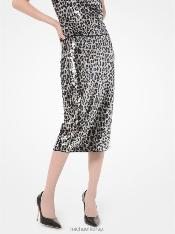 Ołówkowa spódnica w panterkę, cekinowa kobiety Michael Kors brąz LHN66621 odzież