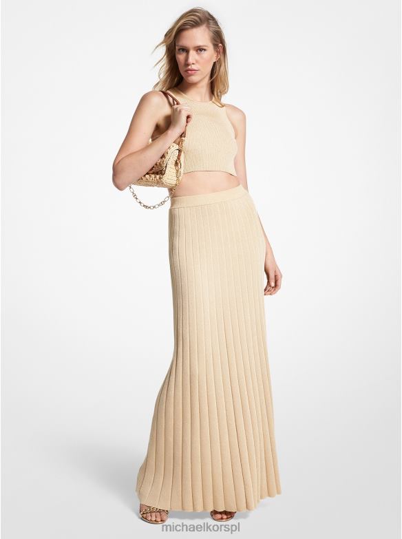 Spódnica z dzianiny w metaliczne prążki kobiety Michael Kors złoto LHN66573 odzież
