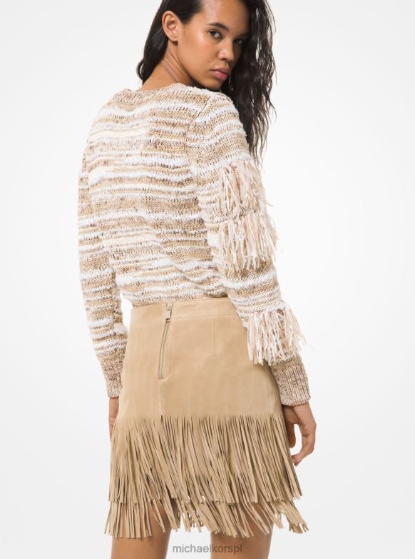 Zamszowa spódnica z frędzlami kobiety Michael Kors khaki LHN66623 odzież