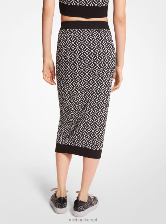 Żakardowa spódnica ołówkowa z logo kobiety Michael Kors czarny/kościsty LHN66606 odzież