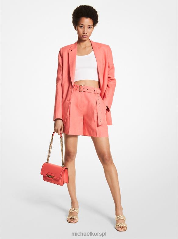 lniane spodenki z paskiem kobiety Michael Kors koral flamenco LHN66595 odzież