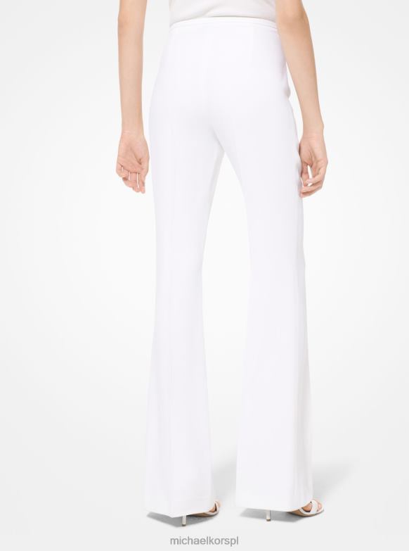 Kolekcja Podwójne rozkloszowane spodnie z krepy kobiety Michael Kors optyczna biel LHN663718 odzież