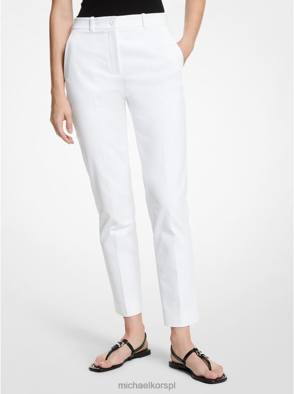Kolekcja Samantha Spodnie bawełniane ze stretchem kobiety Michael Kors optyczna biel LHN663735 odzież