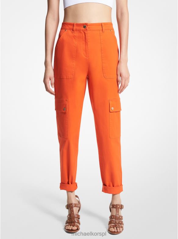 Spodnie cargo z elastycznej bawełny organicznej kobiety Michael Kors optyczny pomarańczowy LHN66488 odzież