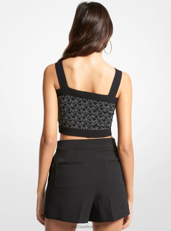 plisowane szorty z elastycznej krepy kobiety Michael Kors czarny LHN66493 odzież